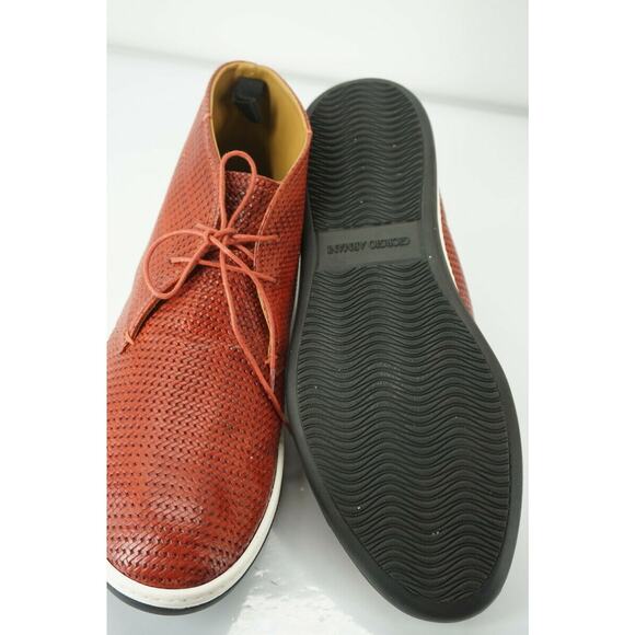 Giorgio Armani Red Perforated Leather High Top Sneakers Size 9.5 New $615 Chukka main image 7